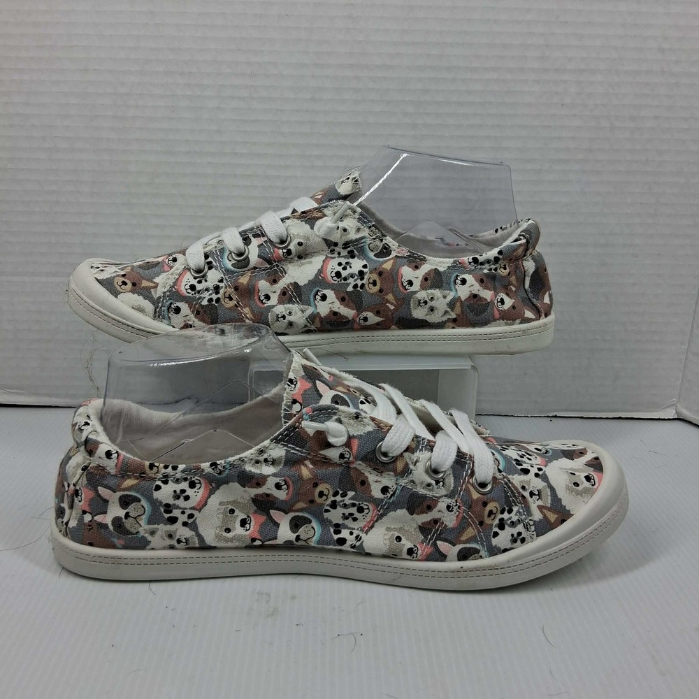 Isaac Mizrahi New York Reesa Dog Print Canvas Slip On Sneakers Womens 10M Multi - Picture 2 of 7